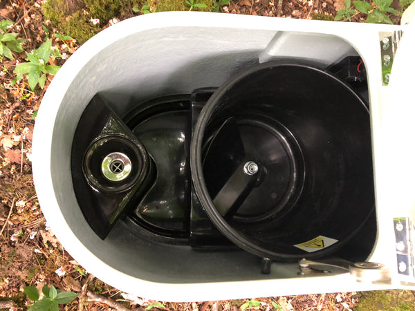 Compost toilet 12v self stirring with urine piped/soak away